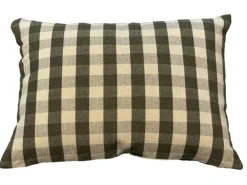 Coussin à carreaux kaki doré en PE/coton Celestin - 35 x 50 cm