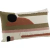 Coussin Abstrait en coton beige, rose et vert 50x3 cm