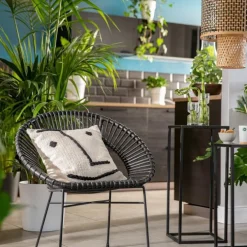 Coussin avec visage en coton blanc 60x60 cm