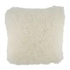 Coussin blanc en polyester imitation fausse fourrure - 45 x 45 x 12 cm
