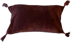 Coussin bordeaux en velours Cabernet - 20 x 35 cm