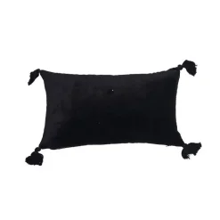 Coussin cale-rein coloris noir en coton velours - 20 x 35 cm
