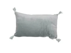 Coussin cale-rein Lichen coloris bleu en coton velours - 20 x 35 cm