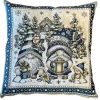 Coussin carré blanc et bleu en PE/coton à motif Lutins - 45 x 45 cm