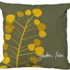 Coussin carré décoratif Graines d'Or coloris vert en coton - 40 x 40 x 15 cm