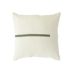 Coussin carré en coton blanc décor ligne verte - 40 x 40 cm