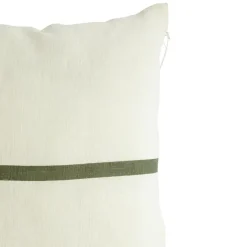 Coussin carré en coton blanc décor ligne verte - 40 x 40 cm