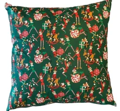 Coussin carré vert en coton à motifs rouges et blanc Farceur - 45 x 45 cm