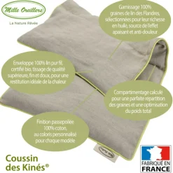 Coussin chauffant des kinés aux graines de lin Mille Oreillers - 24 x 50 cm