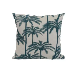 Coussin déco carré en polyester/coton bleu canard Zabeth - 40 x 40 x 15 cm