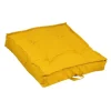 Coussin de sol coloris jaune en coton polyester - 66 x 66 x 15 cm