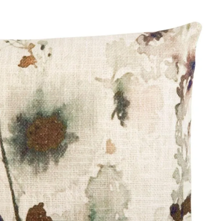 Coussin floral coloris multicolore en coton - 50 x 30 cm