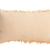 Coussin frangé coloris beige en coton - 30 x 50 cm