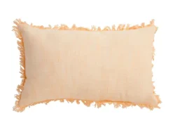 Coussin frangé coloris beige en coton - 30 x 50 cm