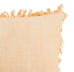 Coussin frangé coloris beige en coton - 30 x 50 cm