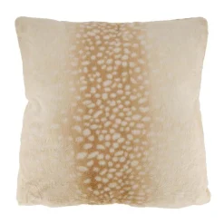 Coussin marron et blanc en polyester imprimé fourrure de cerf - 45 x 45 x 12 cm