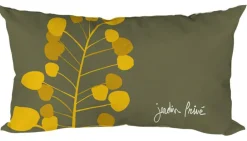 Coussin rectangulaire décoratif Graines d'Or coloris vert en coton - 50 x 30 x 15 cm