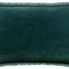 Coussin rectangulaire vert Corinthe en coton Fara - 30 x 50 cm
