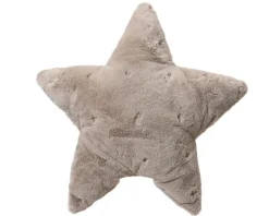 Coussin étoile fourrure coloris taupe en polyester - 65 x 65 x 12 cm