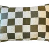Coussin vert kaki en PE/coton Échiquier - 35 x 50 cm