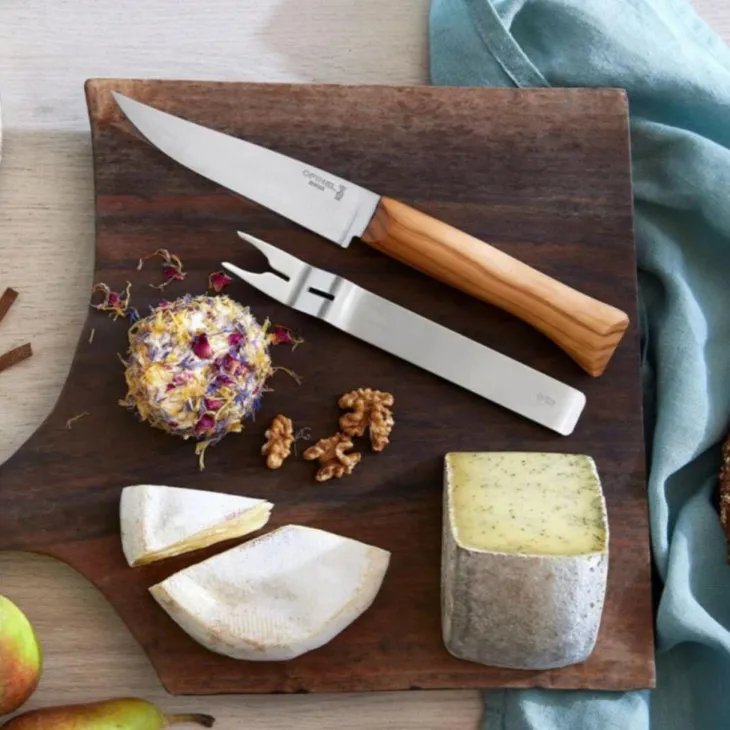 Couteau à fromage et fourchette bois hêtre lame inox Opinel - 32 x 70 x 33 cm