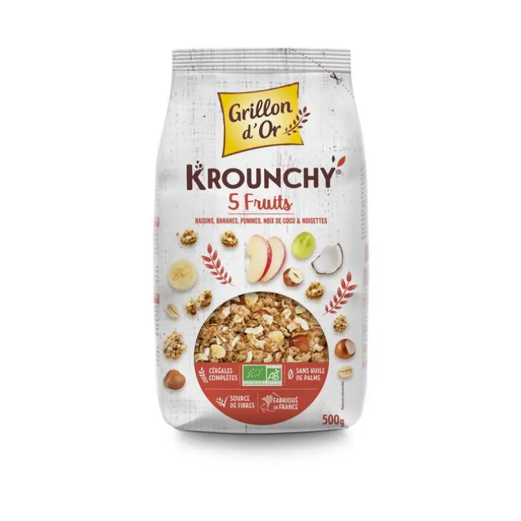 Céréales Krounchy 5 fruits bio en sachet de 500 g