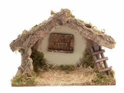 Crèche avec fenêtre et échelle - 36 cm