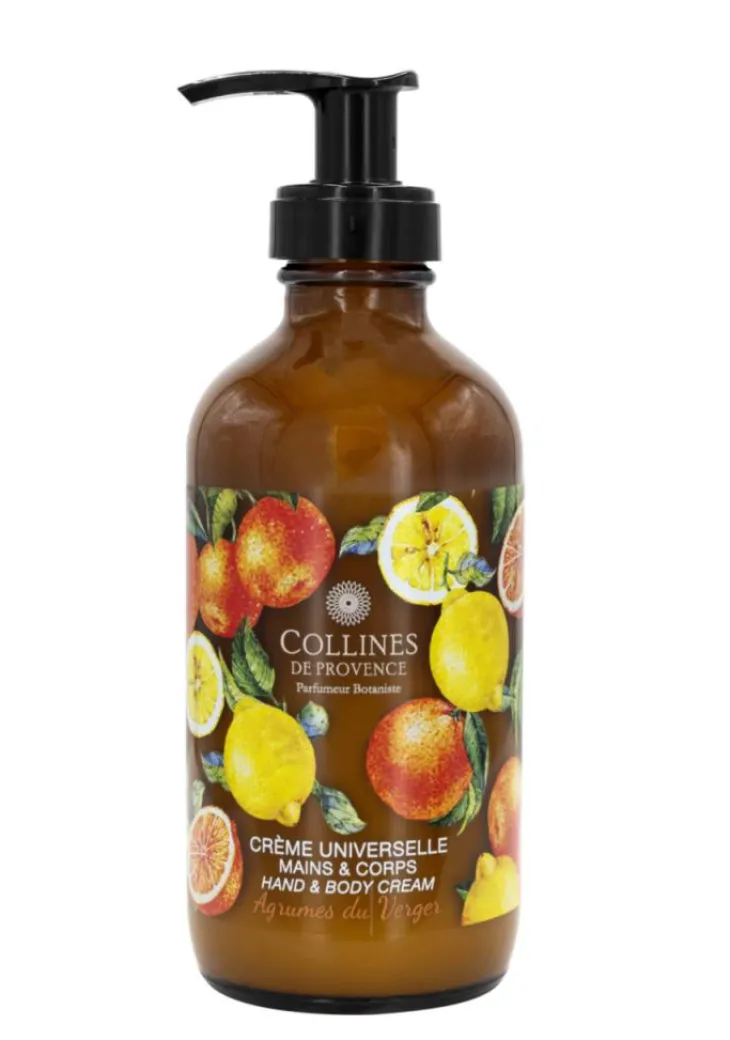 Crème universelle mains et corps en flacon pompe senteur Agrumes du Verger Collines de Provence – 225 ml