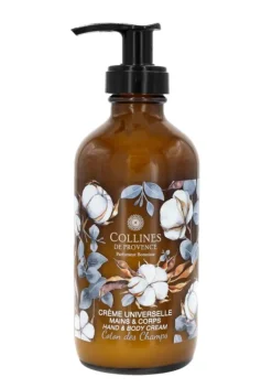 Crème universelle mains et corps en flacon pompe senteur Coton des Champs Collines de Provence – 225 ml