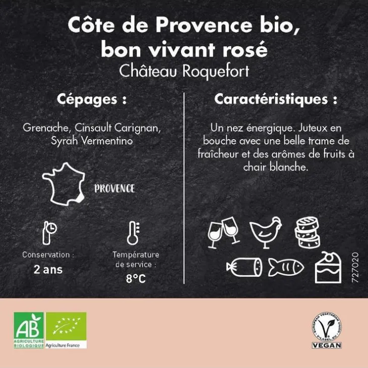Côte de Provence Le Bon Vivant rosé bio Château Roquefort - 75 cl