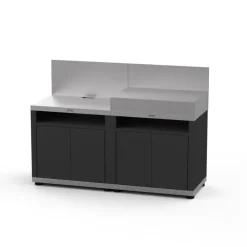 Cuisine 2 éléments avec cresdence coloris noir en acier électrozingué Le Marquier - 160 x 56 x 115 cm