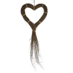 Cœur en bois de saule naturel à suspendre - 38 x 5 x 78 cm