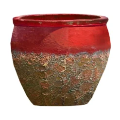 Cuvier en grès émaillé old rouge Decolines Leon - Ø 23 x H 20 cm