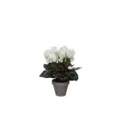 Cyclamen blanc plante artificielle en pot gris H 30 x Ø 30 cm