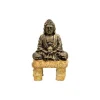Décor d’aquarium bouddha sur ponton en polyrésine marron 5,5x5,5x6 cm