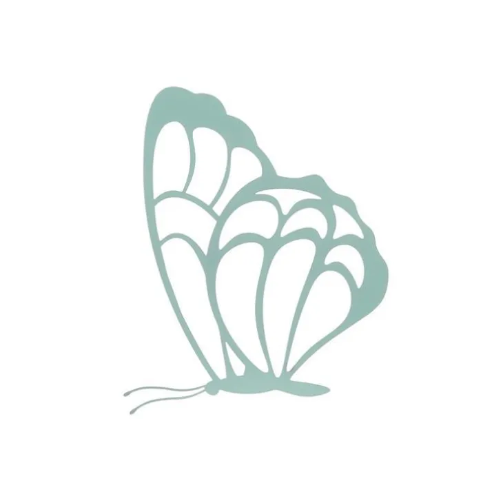 Décor mural papillon coloris vert en métal - 34,5 x 0,5 x 38 cm