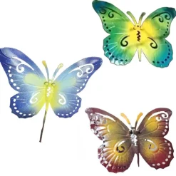 Décoration extérieure balancier papillon assortiment 3 couleurs - 120 cm