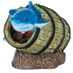 Décoration pour aquarium coloris vert Requin dans un Baril SuperFish