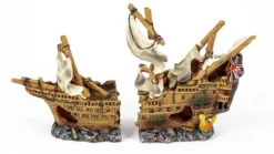 Décoration pour aquarium coloris multicolore en résine bateau pirate échoué Aquatlantis - 25 x 10,5 x 17 cm