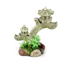 Décoration pour aquarium coloris multicolore Torche Balinaise 3 arches Aquatlantis - 13,5 x 9,5 x 7,5 cm