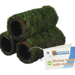 Décoration pour crevettes d'aquarium coloris vert en céramique avec mousse Superfish Shrimp Home - Taille L 7,5 x 7,5 x 7,5 cm