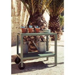 Desserte en acier et aluminium coloris cactus Quiberon Fermob - 90 x 50 - 75 cm