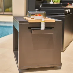 Desserte roulante fermée pour plancha en acier noir Forge Adour - 81 x 63 x 74 cm