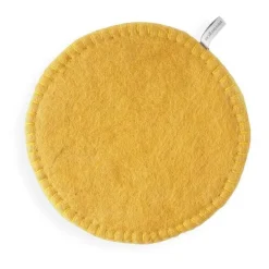 Dessous de plat coloris jaune en laine Duo - Ø 21 cm
