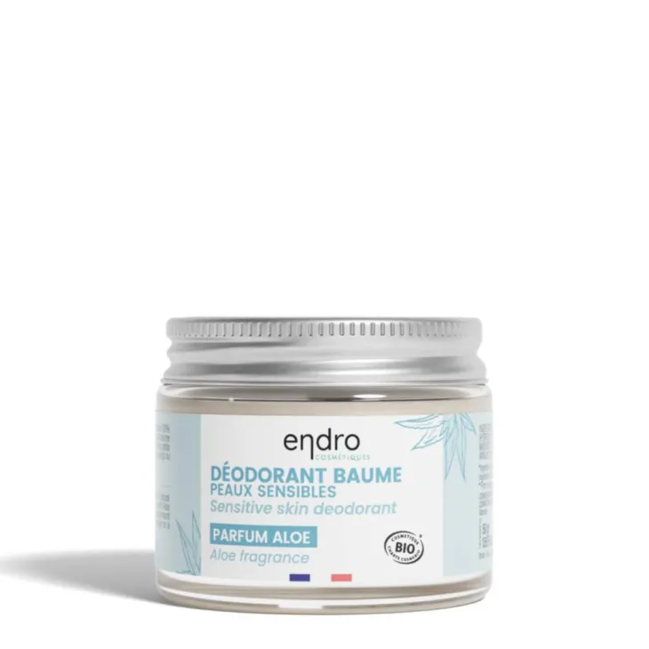 Déodorant baume bio pour peaux sensibles à l’aloé en pot de verre Endro - 50 g