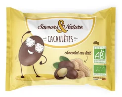 Drôles de cacahuètes au chocolat lait bio en sachet de 60 g