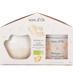Duo mug et thé blanc amande et framboise bio Terre d'Oc - 400 ml