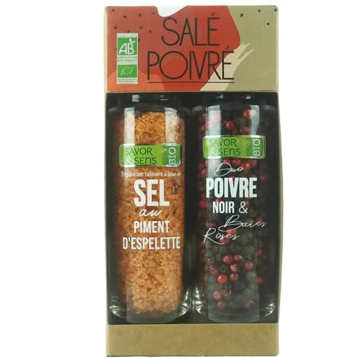 Duo sel au piment d’Espelette et poivre noir 165g