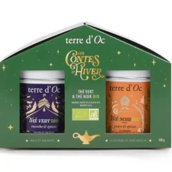 Duo thé vert menthe et thé noir poire épice bio les contes d'hiver Terre d'Oc - 100 g