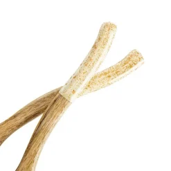 Ensemble de 2 couverts en bois de manguier décor moucheté crème et or - 26 x 6 x 1,2 cm